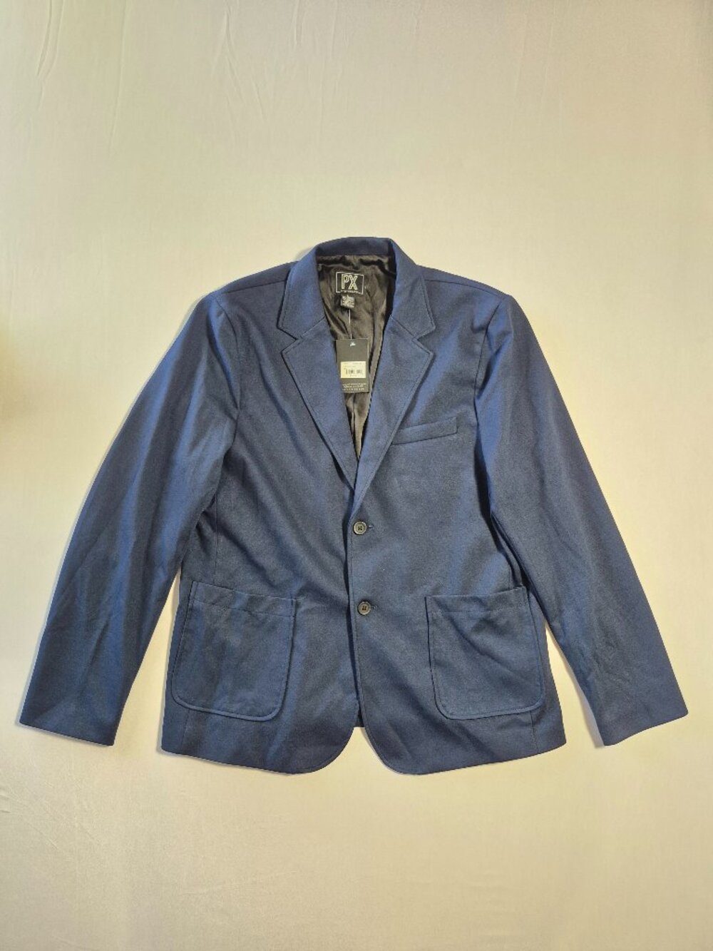 NWT PX Clothing Mens Navy Knit Stretch Blazer Two-Button Jacket Unstructured  L